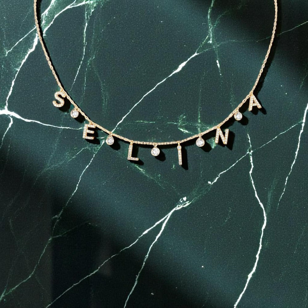 Personalized Diamond Drop Letter Name Necklace