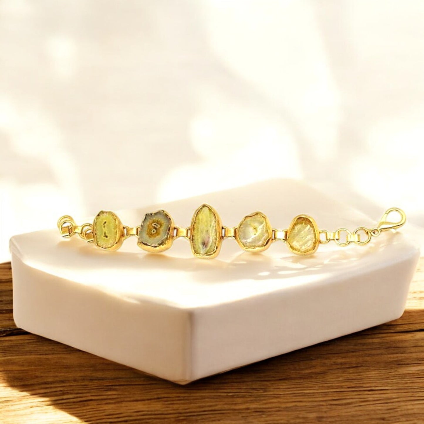 Yellow Agate 18K Gold-Plated Adjustable Bracelet