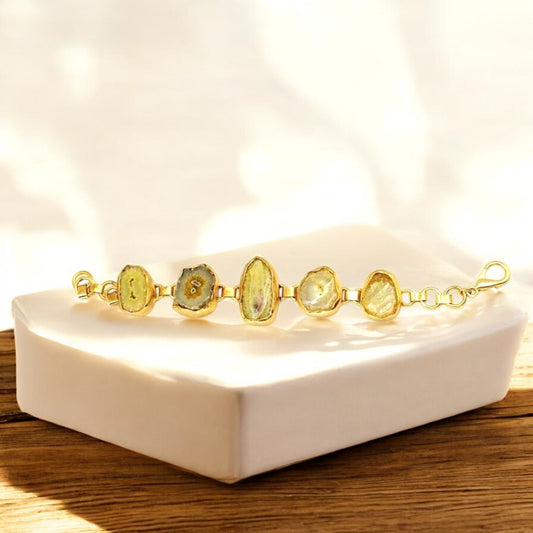 Yellow Agate 18K Gold-Plated Adjustable Bracelet