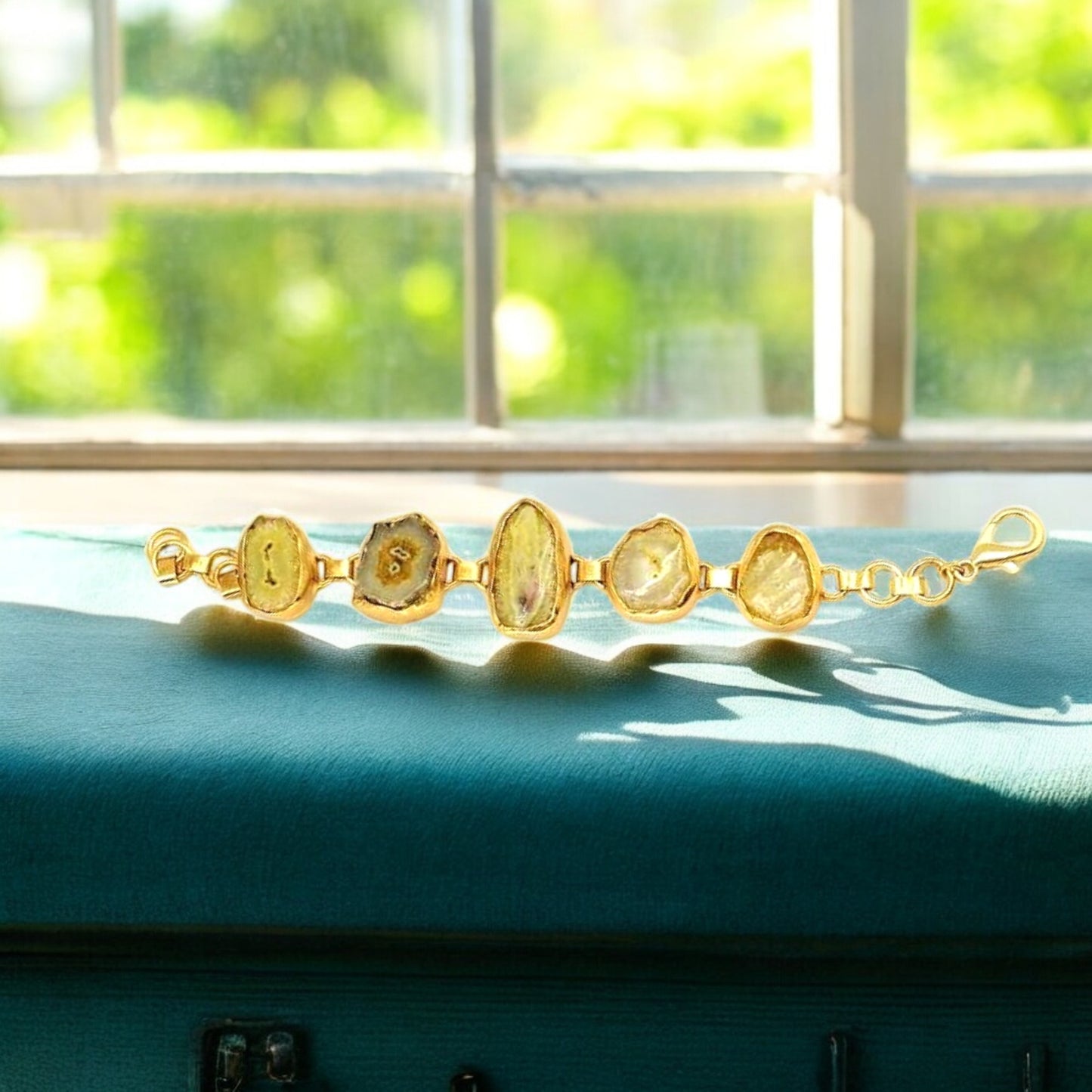 Yellow Agate 18K Gold-Plated Adjustable Bracelet