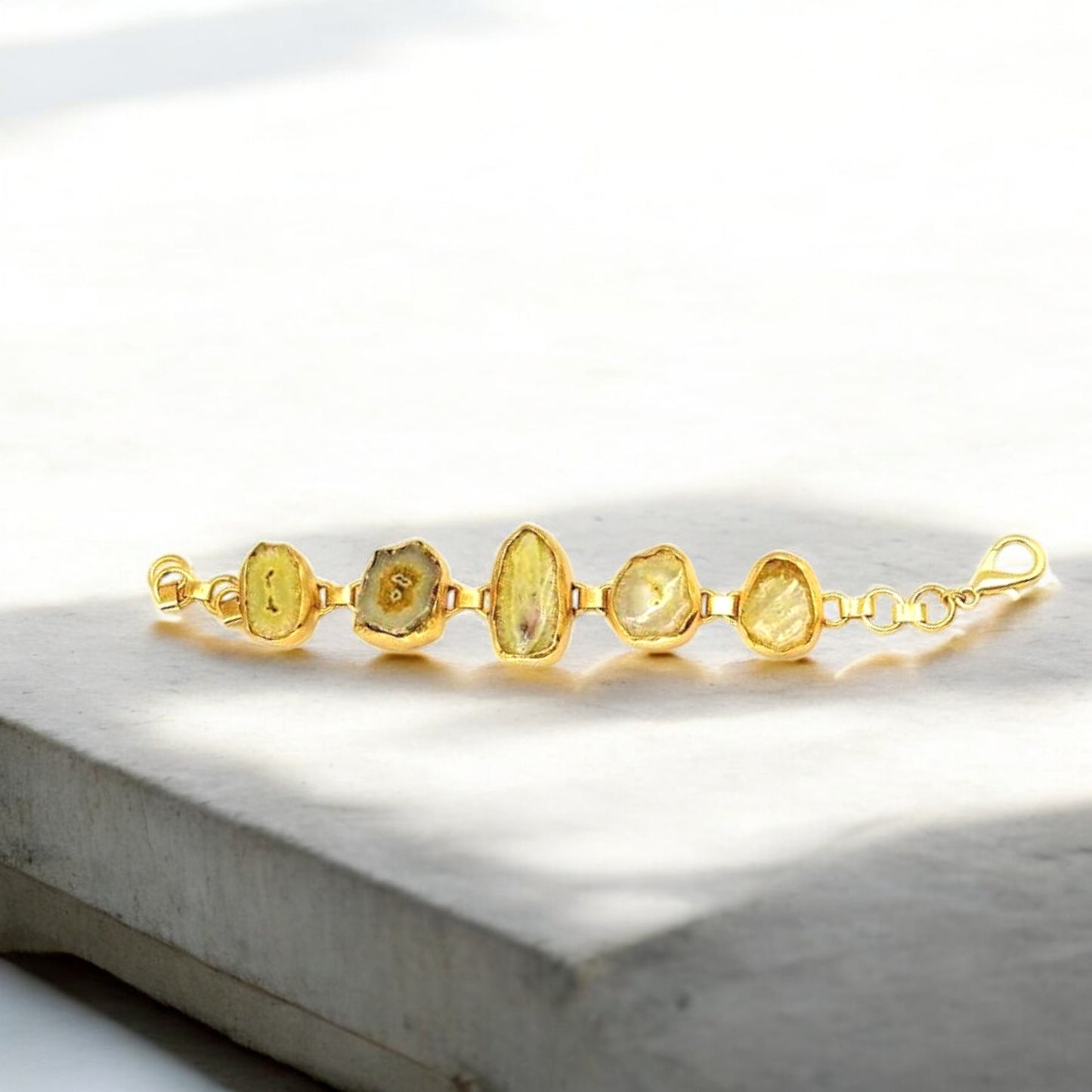 Yellow Agate 18K Gold-Plated Adjustable Bracelet