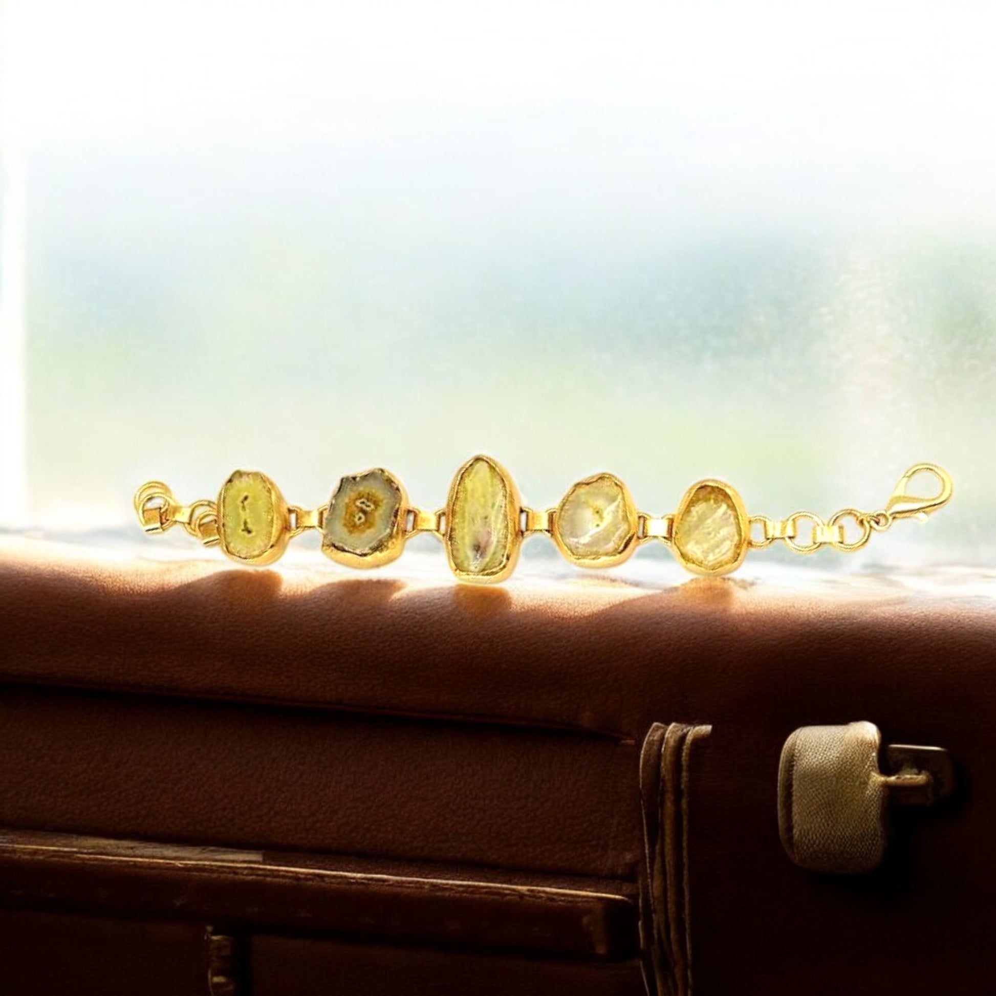 Yellow Agate 18K Gold-Plated Adjustable Bracelet
