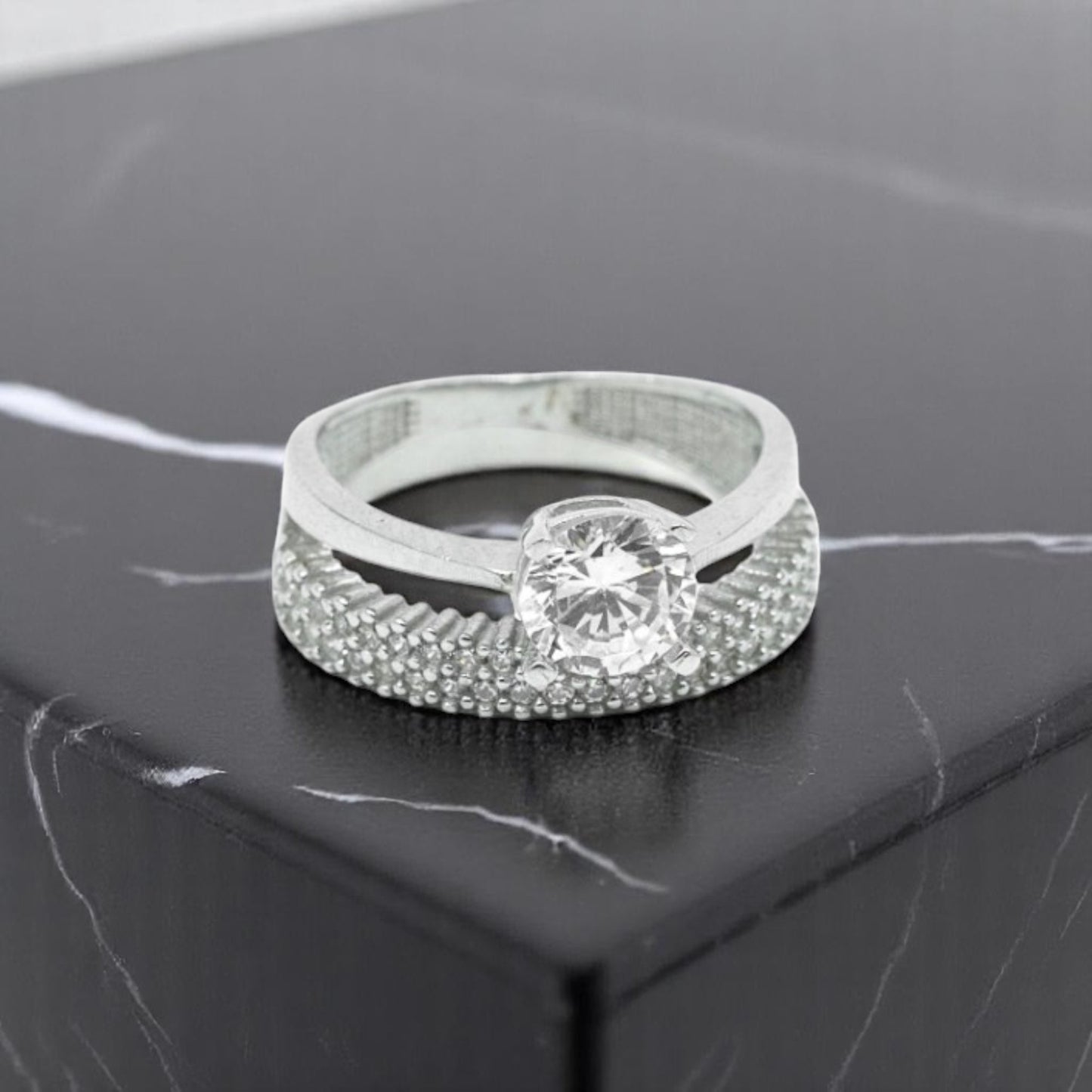 Double CZ Sterling Silver Ring