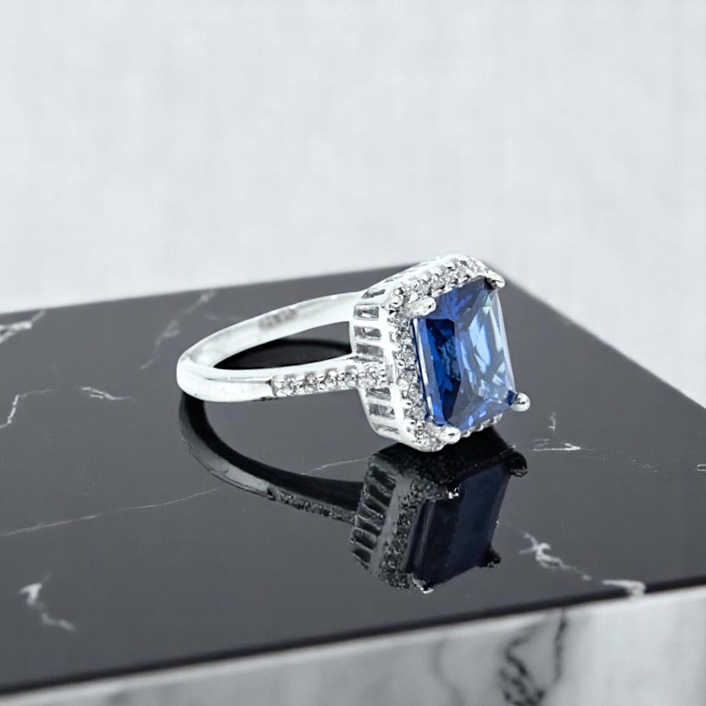 Cushion Cut Blue Sapphire Ring