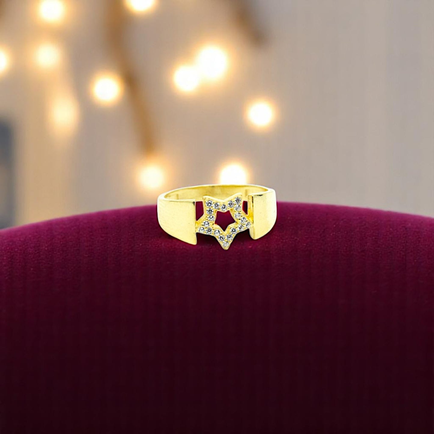Wide Band Star Ring