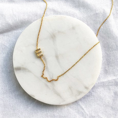 Diamond Side Letter Necklace