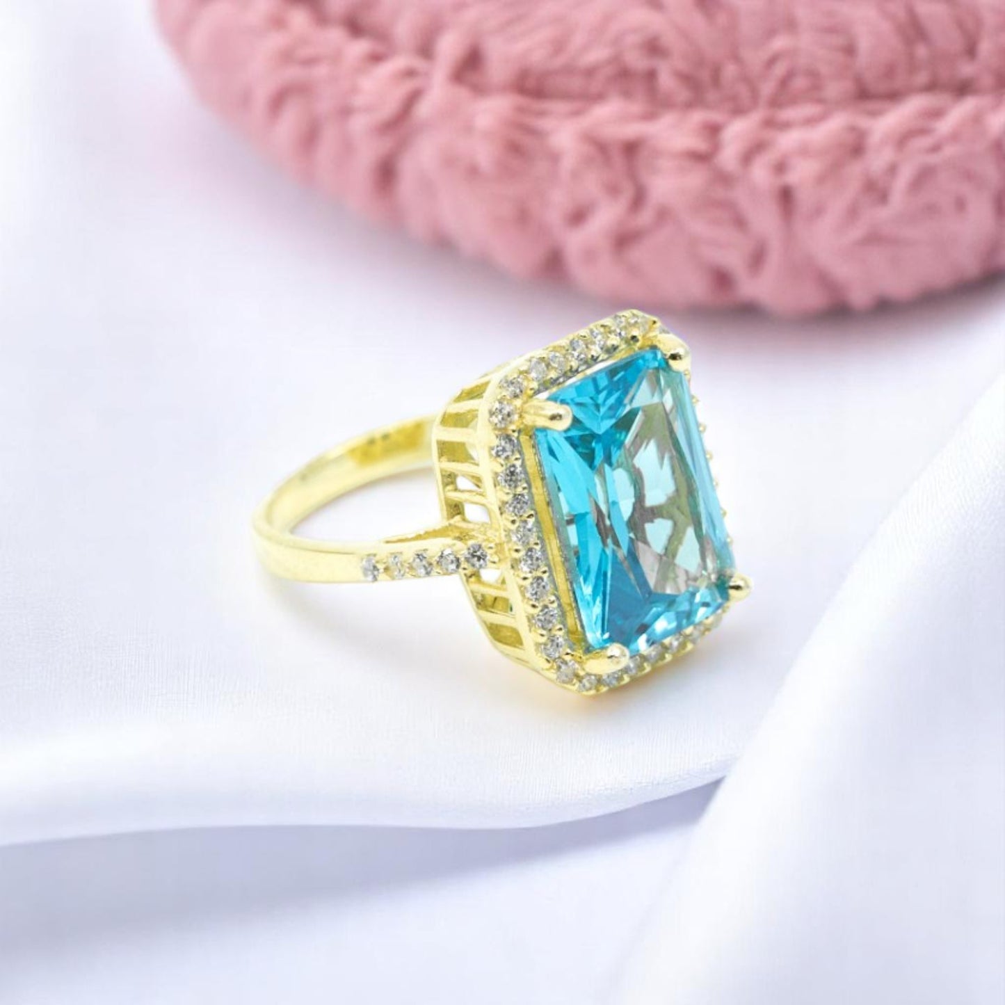 Gold Ring With Light Blue Stone
