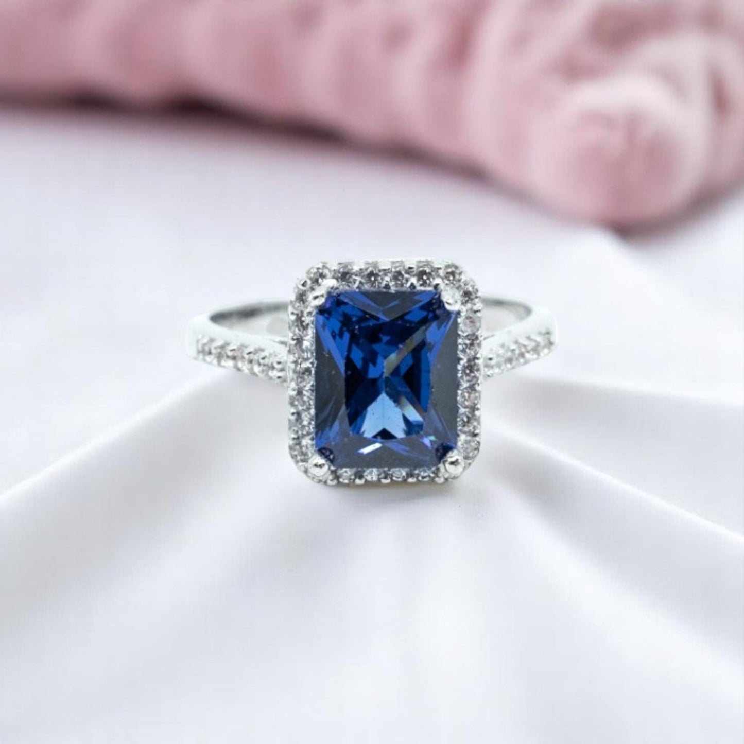 Cushion Cut Blue Sapphire Ring