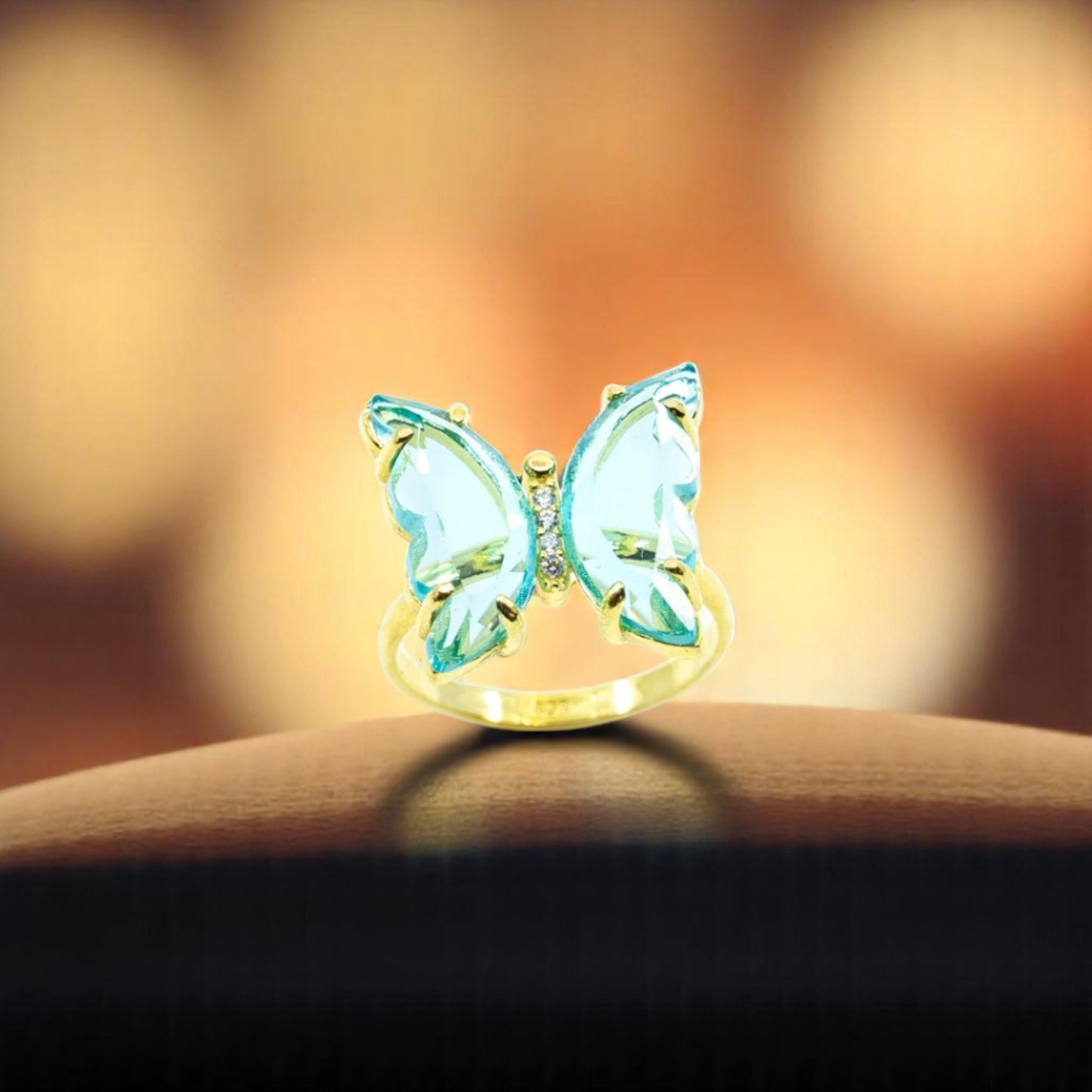 Sky Blue Topaz Butterfly Ring over Sterling