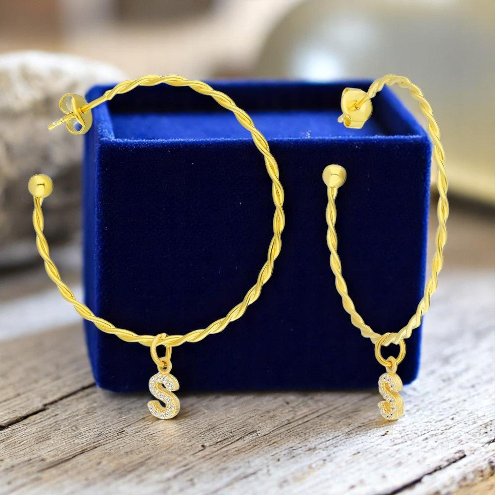 Personalized Diamond Initial Hoop Earring