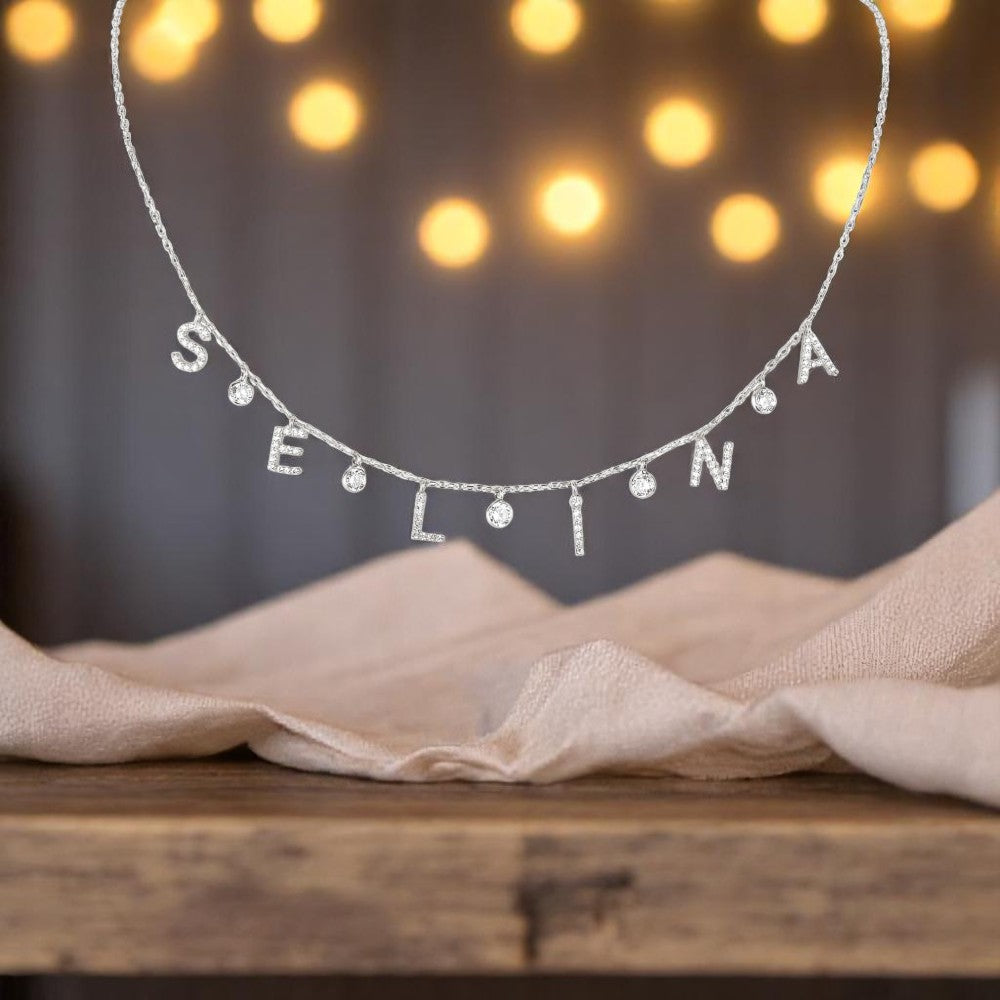 Personalized Diamond Drop Letter Name Necklace