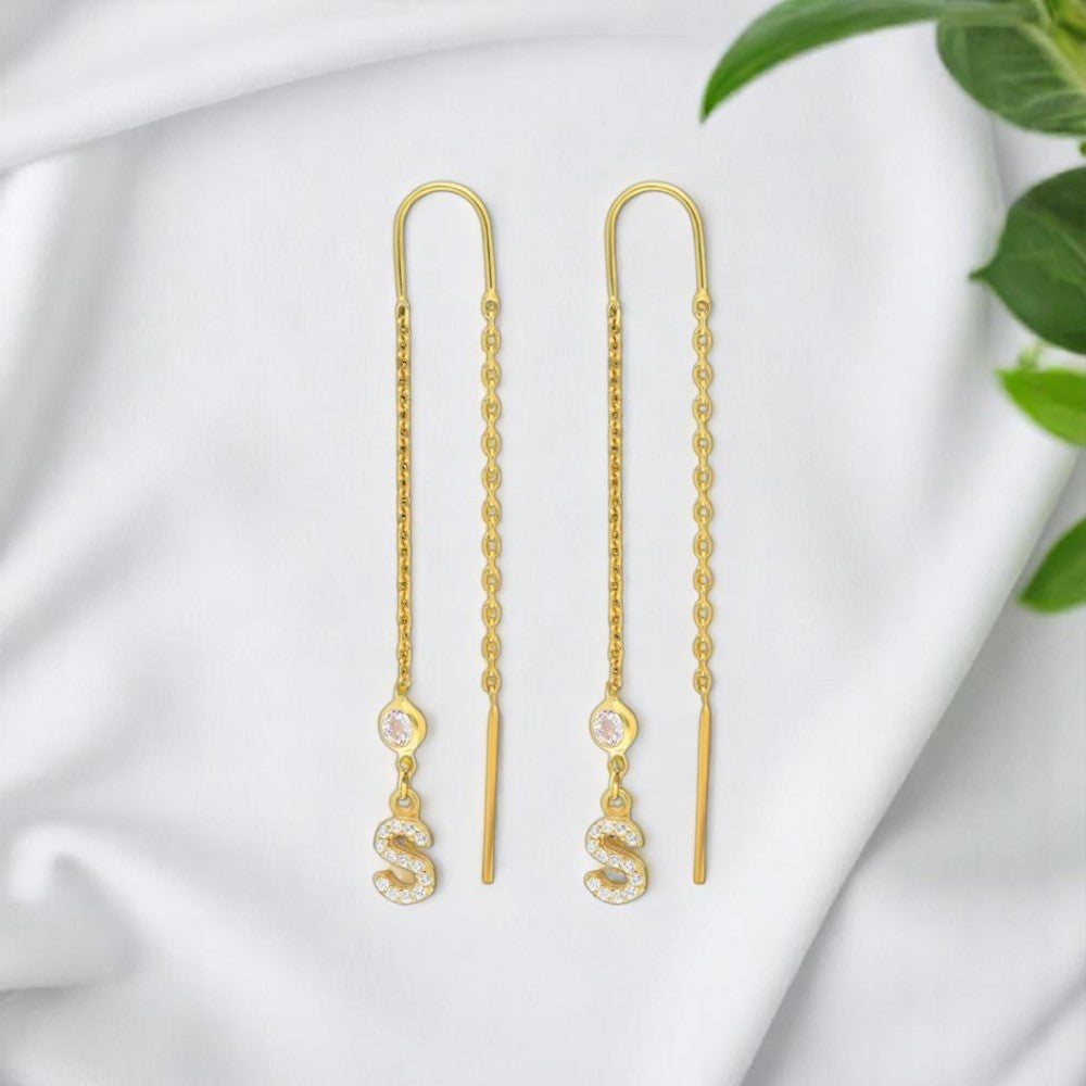 Personalized Chain Diamond Initial Earring