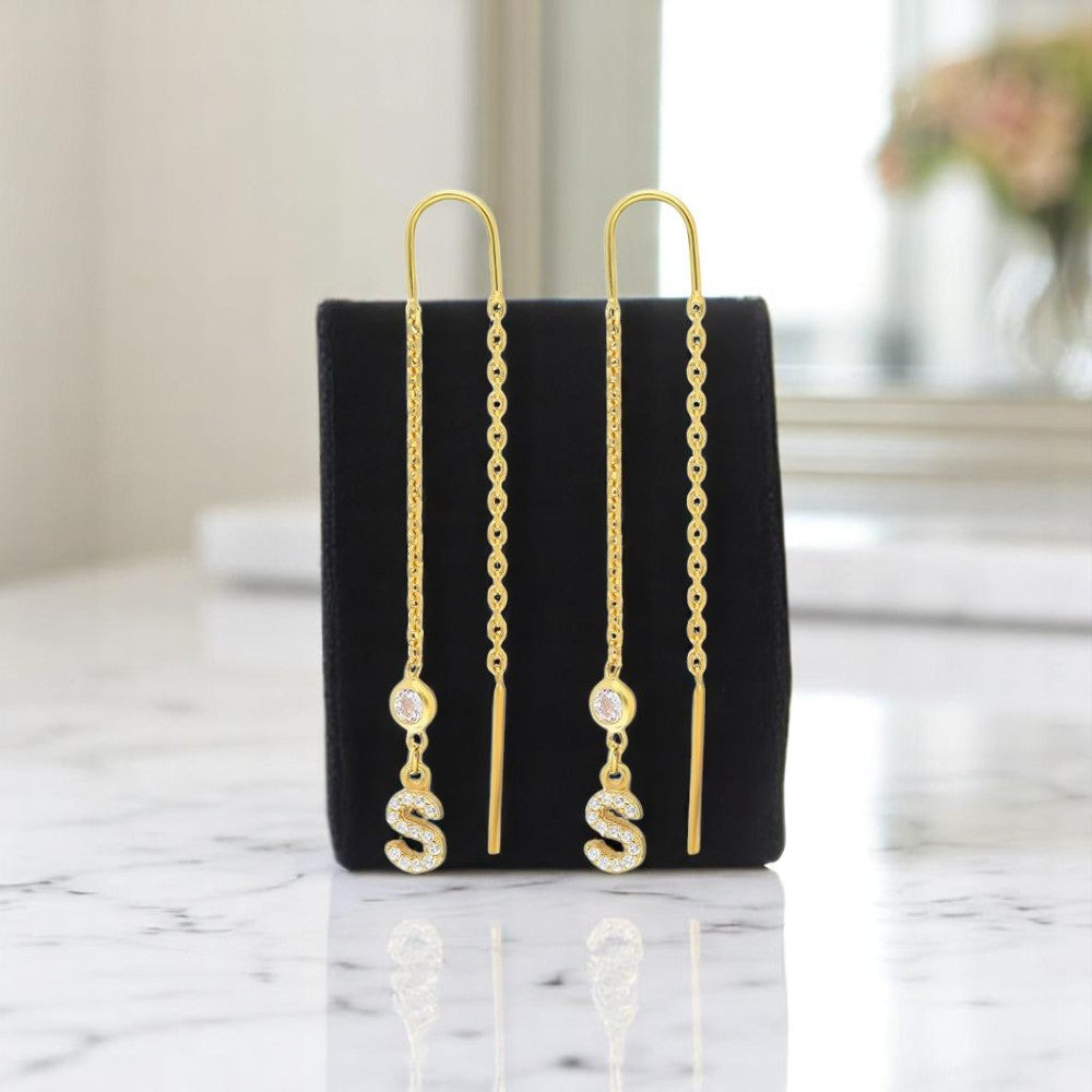 Personalized Chain Diamond Initial Earring