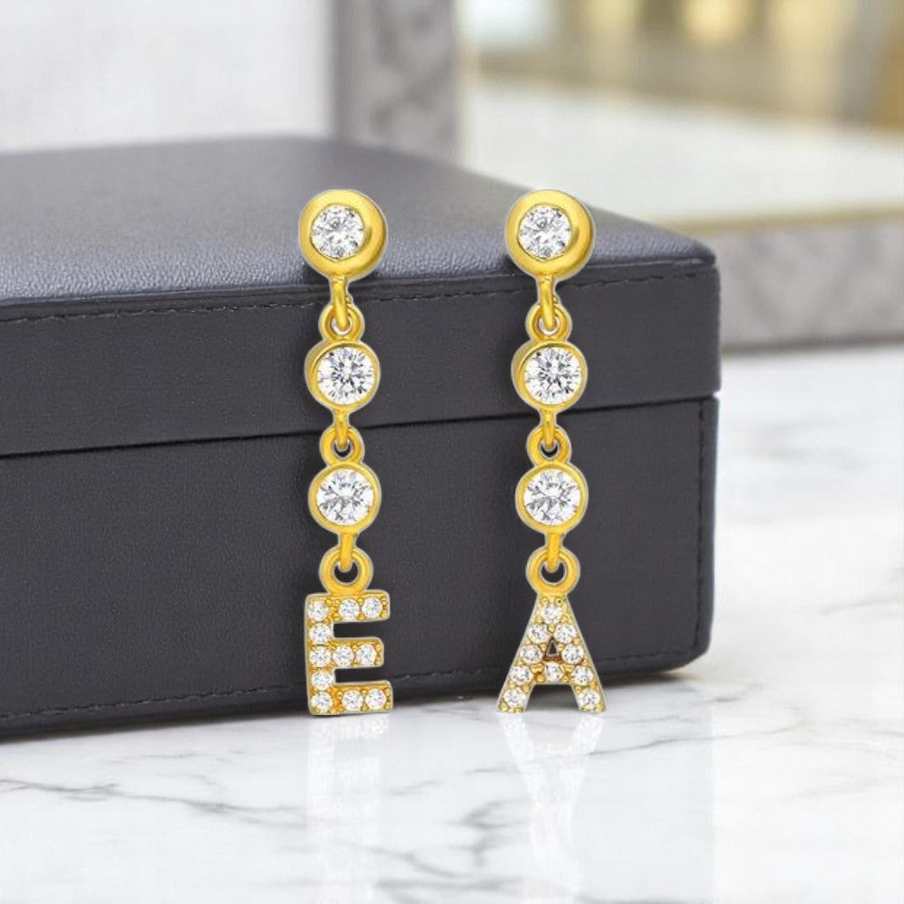 Personalized Diamond Chain Initial Earring