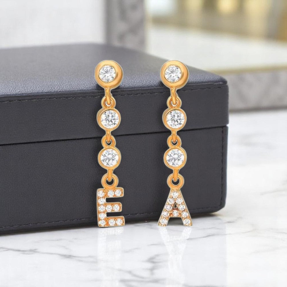 Personalized Diamond Chain Initial Earring