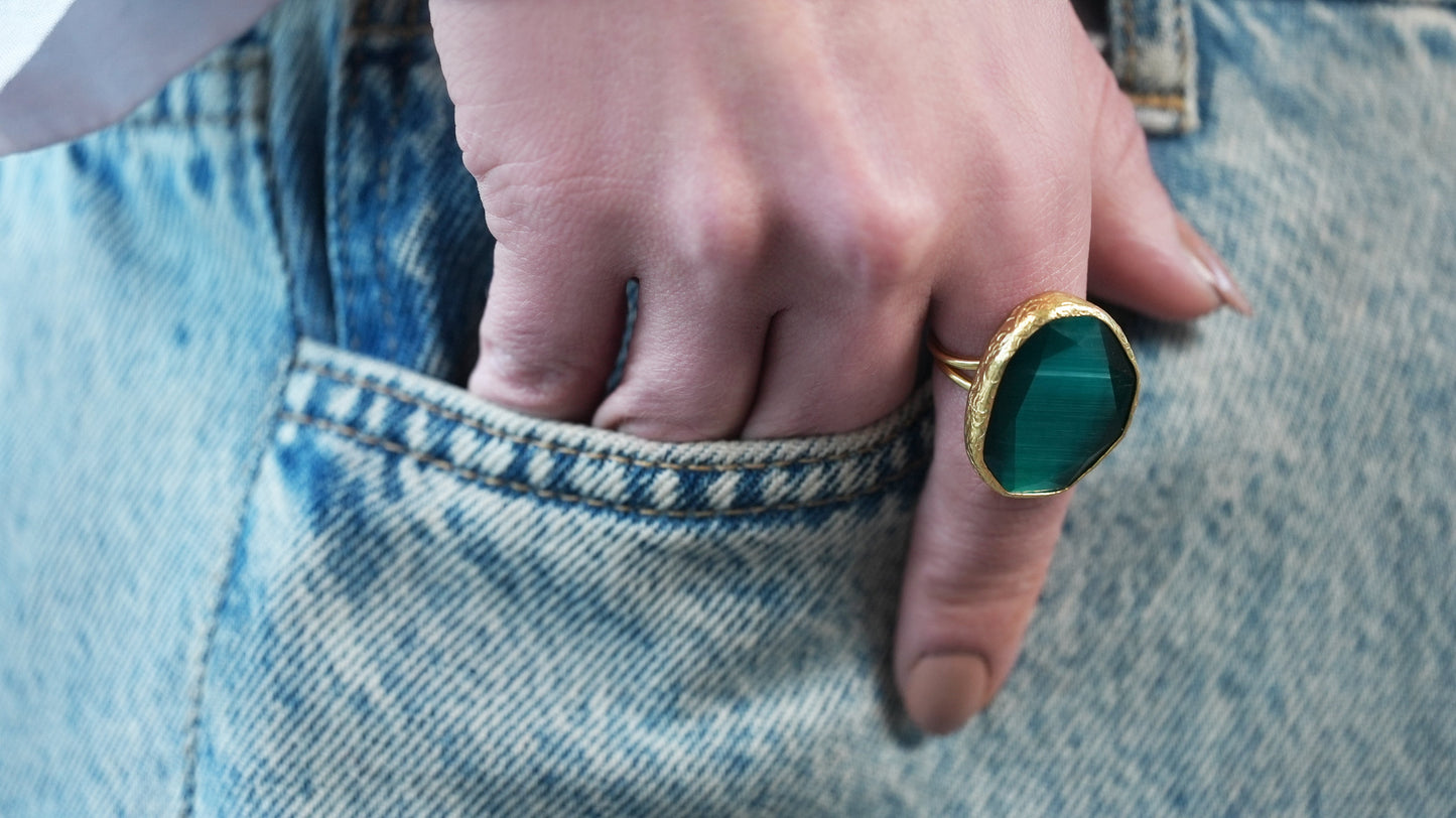 Green Cat Eye Ring