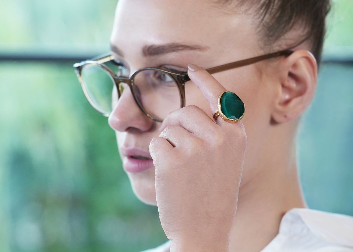 Green Cat Eye Ring