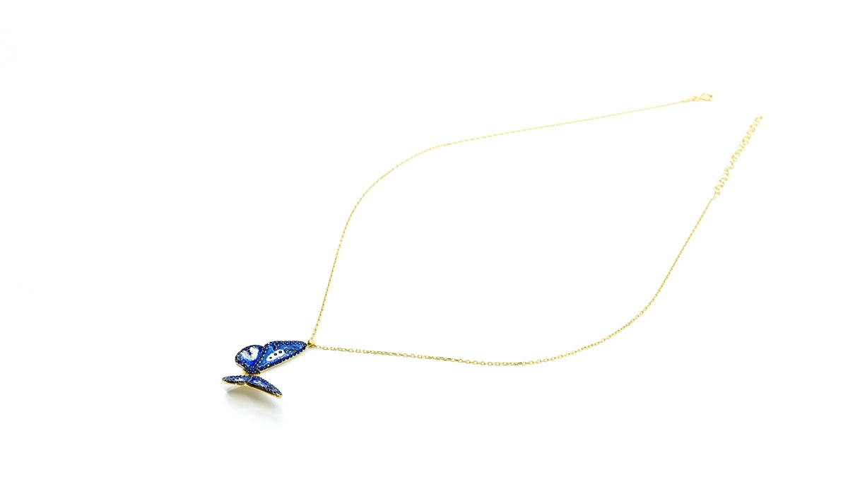 Navy Enamel Butterfly Necklace