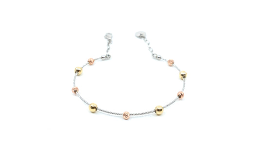 Silver Bracelet with Separated Gold Beads