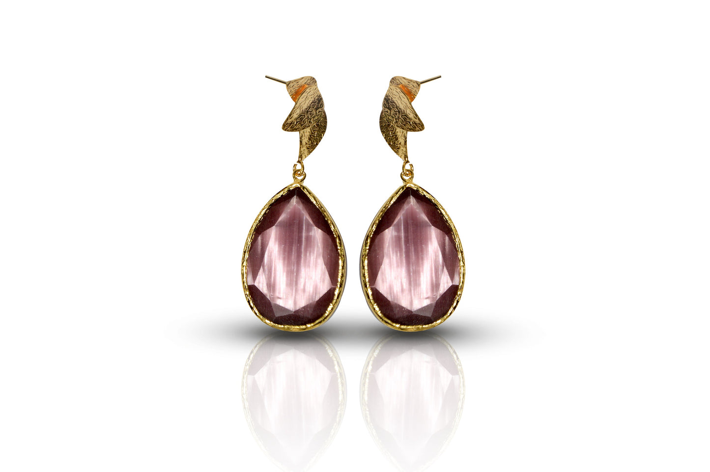 Aurora Purple Tulip Gold Earrings
