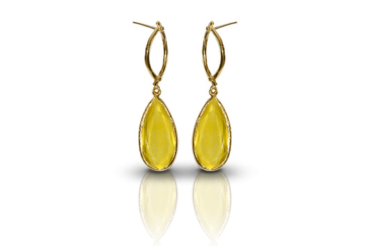 Aurora Mustard Oval Gold Earrings