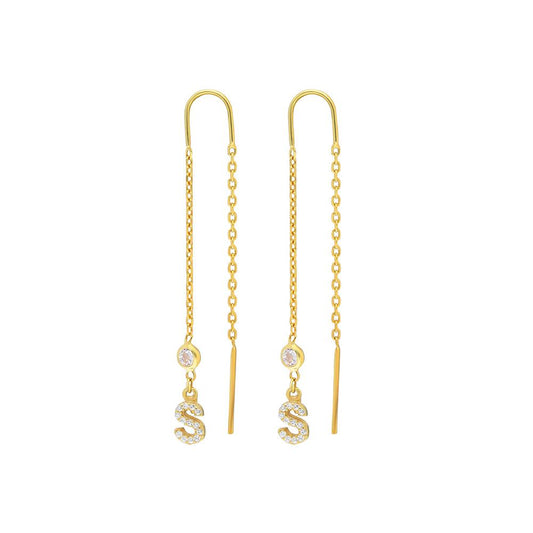 Personalized Chain Diamond Initial Earring