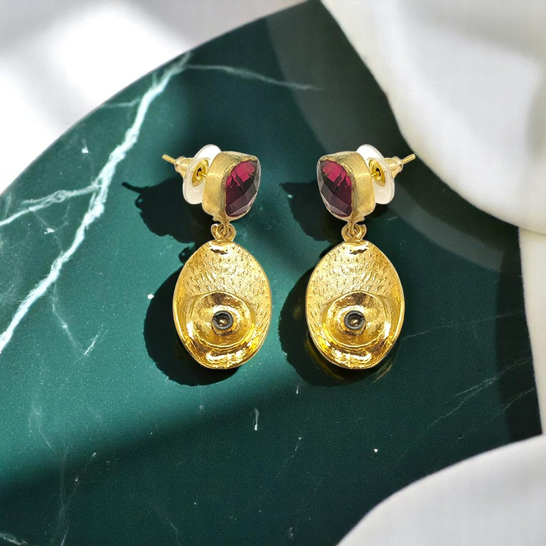 Aurora Fancy Oval Gold Earrings