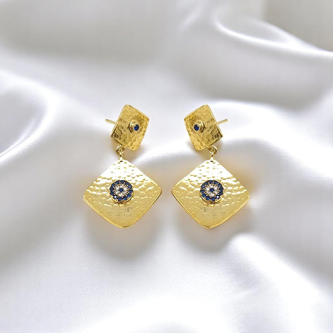 Aurora Fancy Double Square Gold Earrings