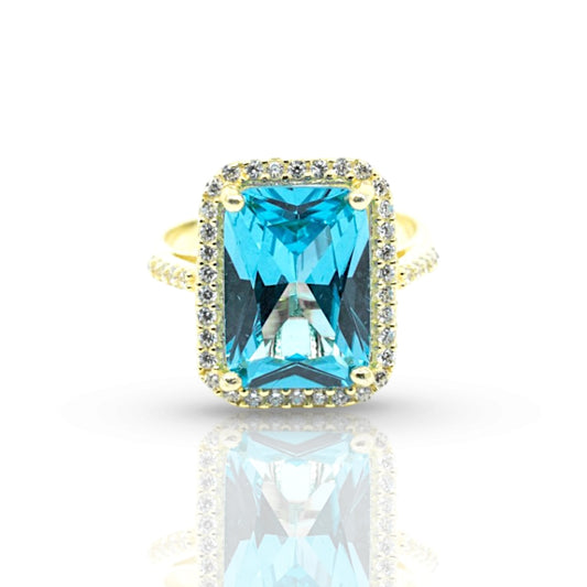 Gold Ring With Light Blue Stone