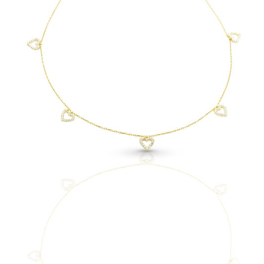 Five Open Hearts Choker Necklace