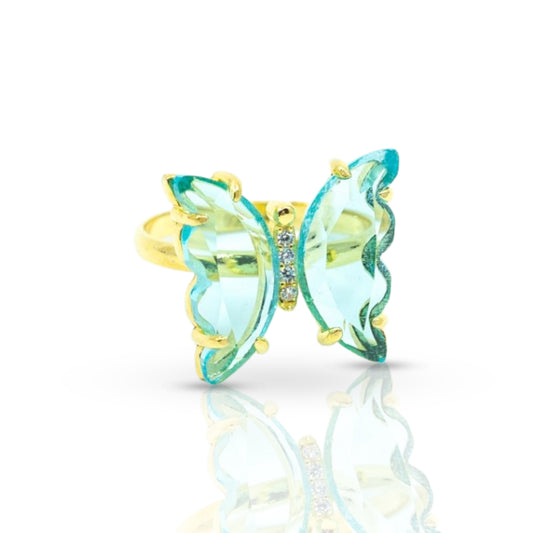 Sky Blue Topaz Butterfly Ring over Sterling