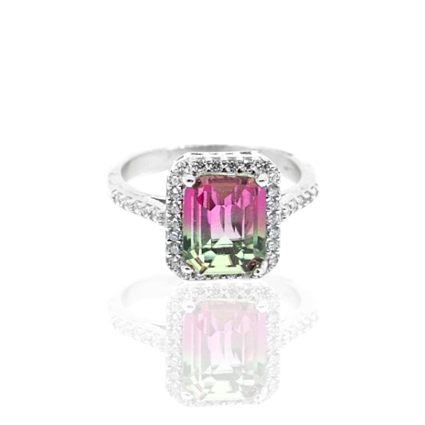 Amethyst Purple Stone Ring With CZ Trim