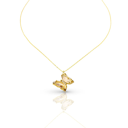 Gold plated Crystal Butterfly Necklace