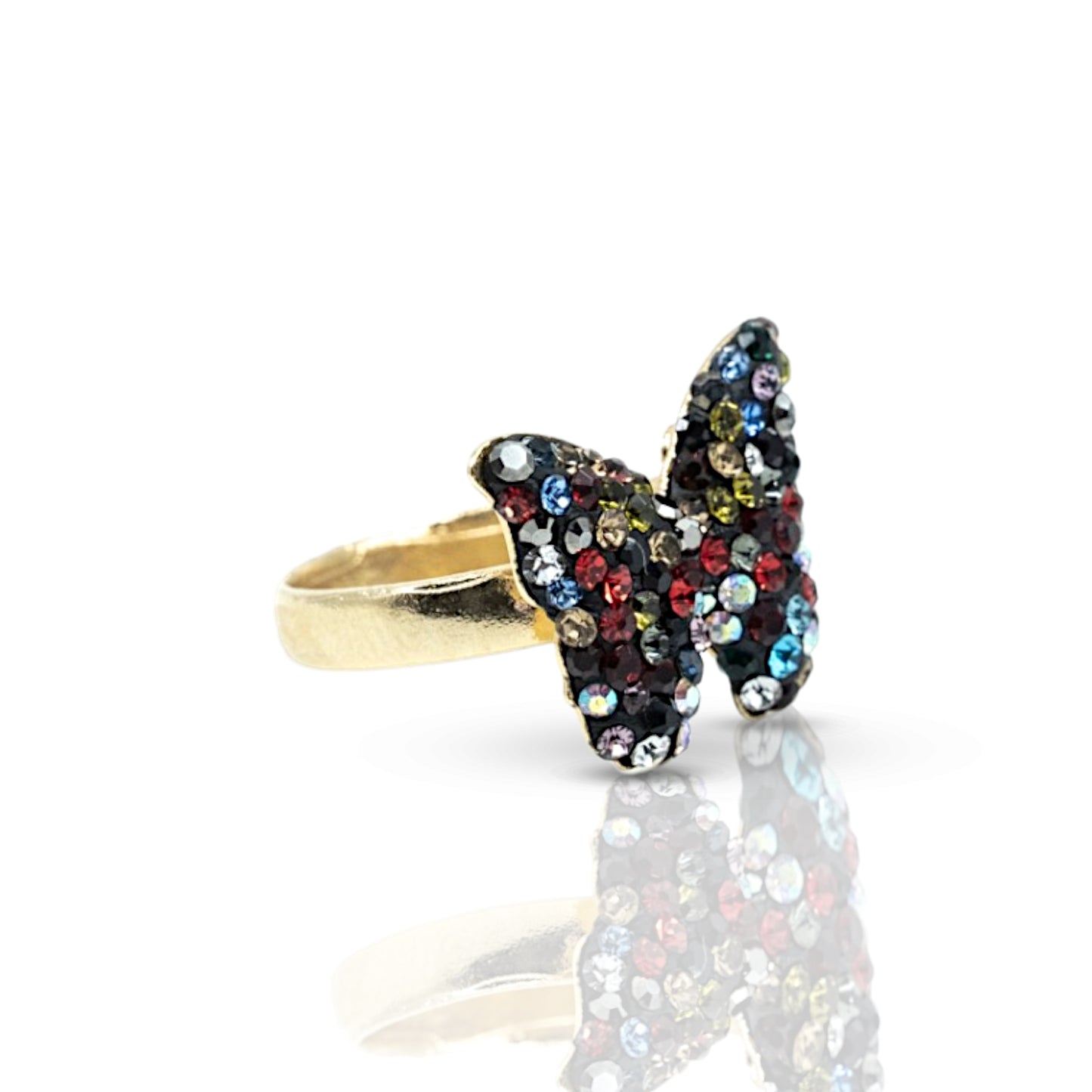 Multi-Colored CZ Butterfly Ring