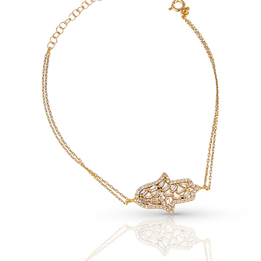 Baguette Zircon Hamsa Bracelet