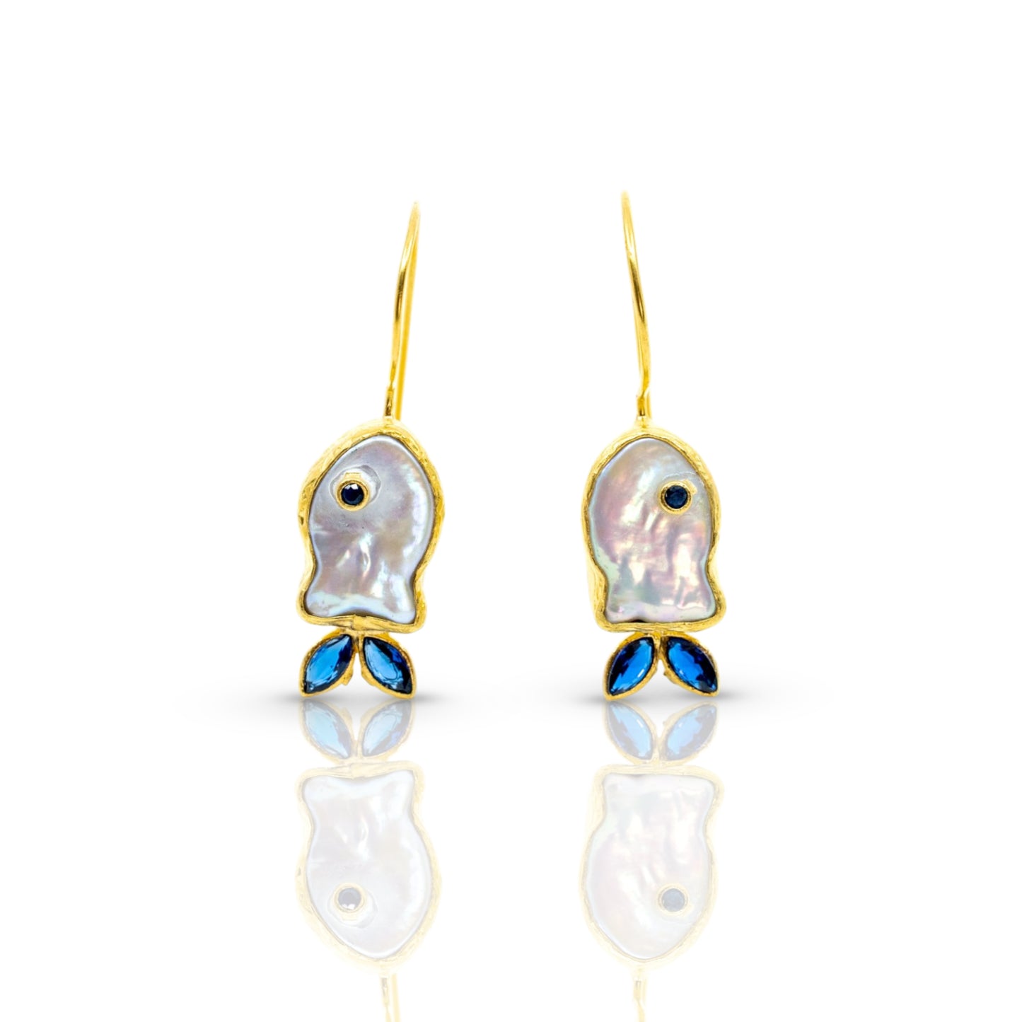 Blue and Gold Dangling Fish Earring