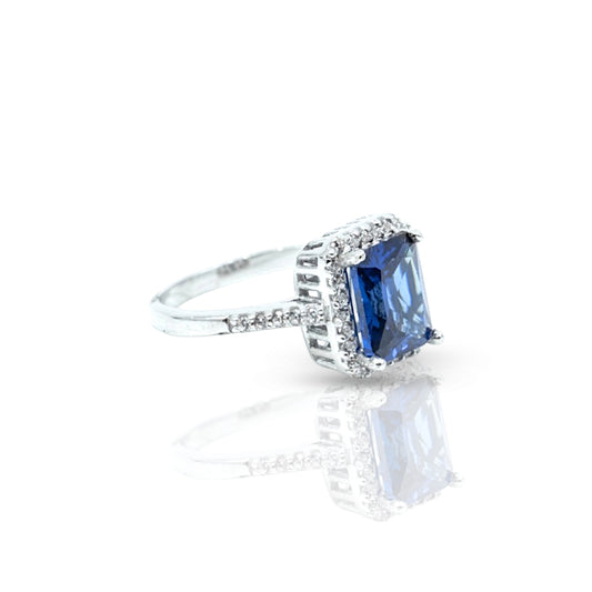 Cushion Cut Blue Sapphire Ring