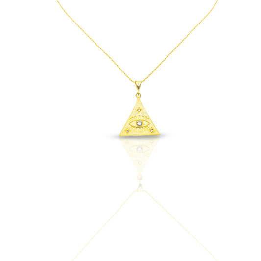 Gold Triangle Evil Eye Necklace