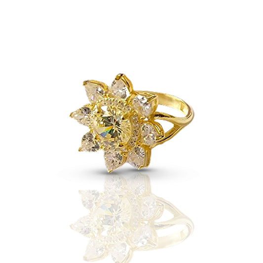 Cz Heart Gold Plated Silver Ring