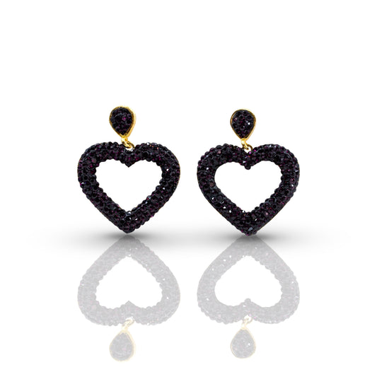 Purple Open Heart Earrings