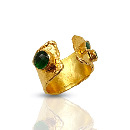 Aurora Fancy Two Side Cuff Gold Ring