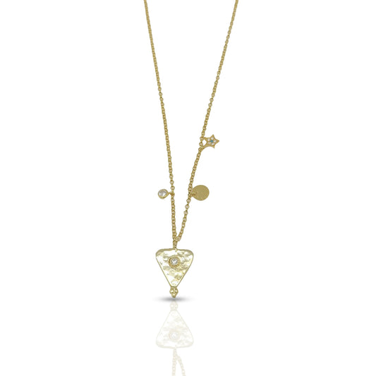 Dainty Diamond Triangle Charm Necklace