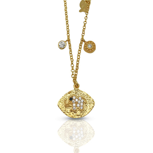 Dainty Diamond Elephant Charm Necklace