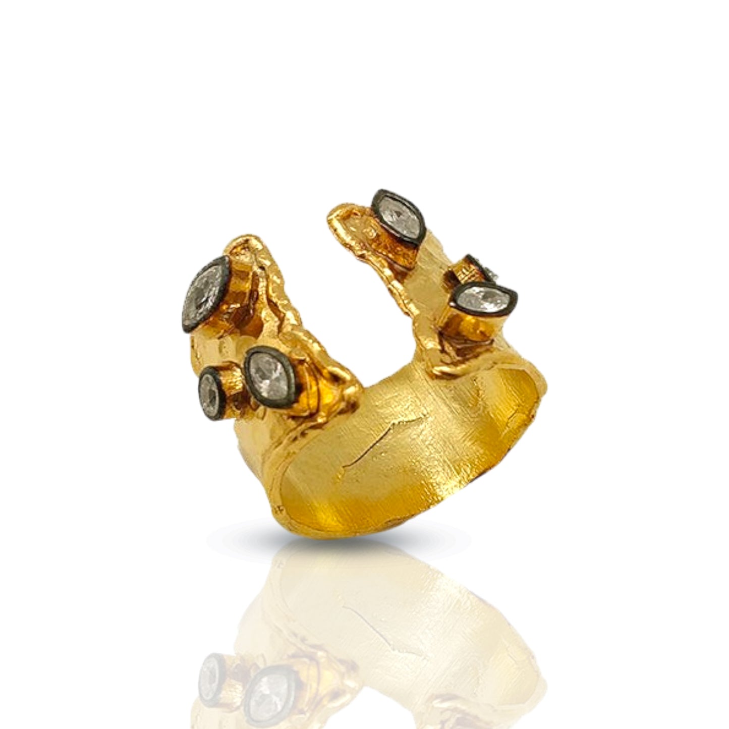 Aurora Fancy Two Side Cuff Gold Ring