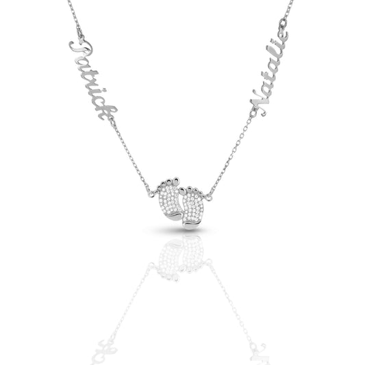 Personalized Engraved Two Name Foot Necklace