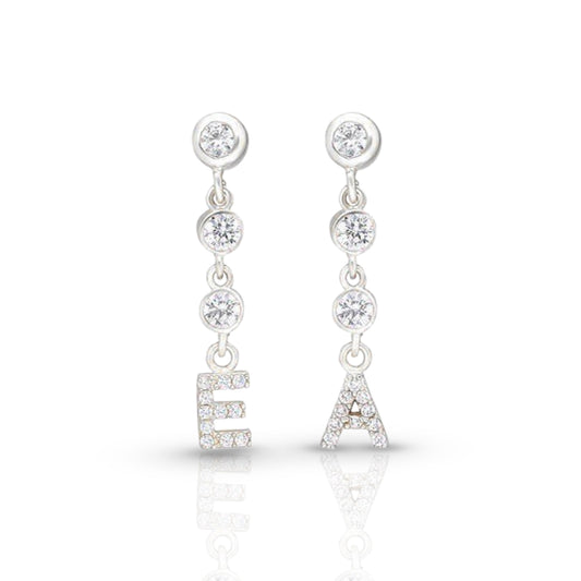 Personalized Diamond Chain Initial Earring