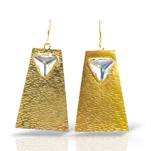 Clear CZ Handmade Gold Earrings