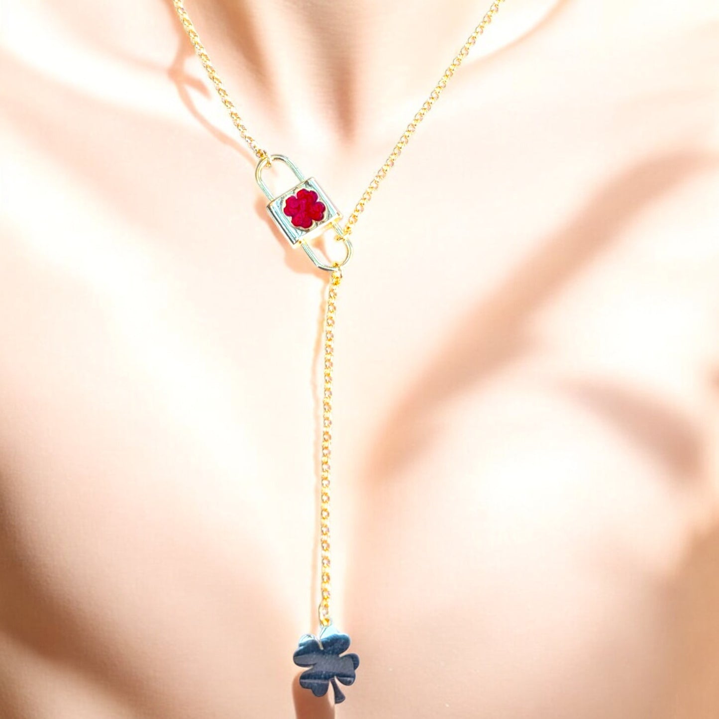 Clover Lock and Charm Lariat