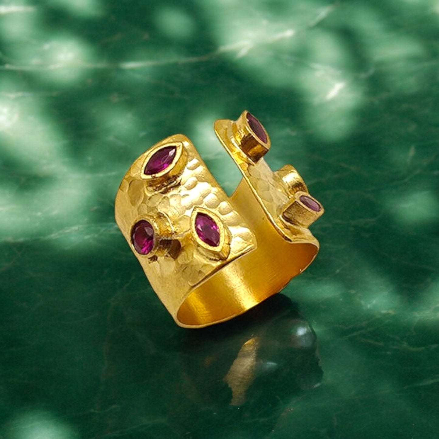 Aurora Fancy Two Side Cuff Gold Ring