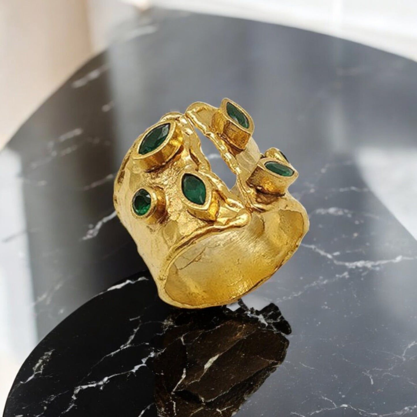 Aurora Fancy Two Side Cuff Gold Ring